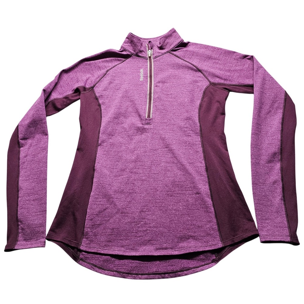 Reebok Speedwick 1/4 Zip Pullover Womens M Purple Active Training Top Thumbholes